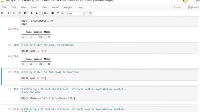 Tutorial 26 : How to apply filter on data frame using pandas library in python | jupyter notebook смотреть онлайн