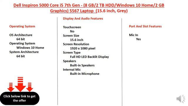Dell Inspiron 5000 Core i5 7th Gen - (8 GB/2 TB HDD/Windows 10 Home/2 GB Graphics) смотреть онлайн