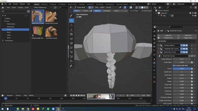 Geometry node - Hair presets Simple braid - blender смотреть онлайн