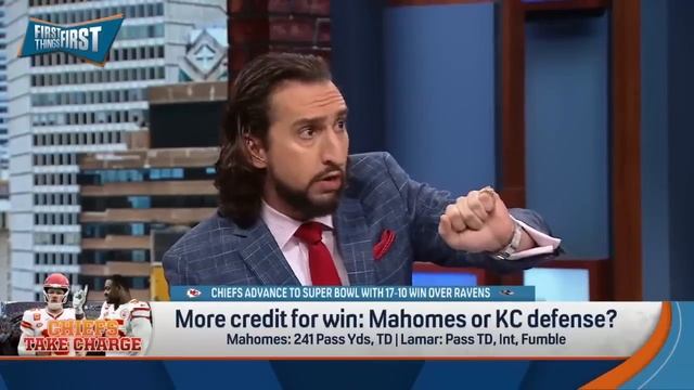 Chiefs advance to Super Bowl, Lamar & Ravens fall flat & Nick trolls Brou | NFL | FIRST THINGS FIRS смотреть онлайн