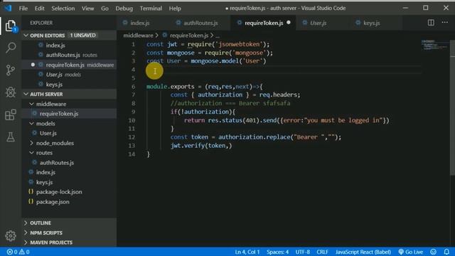 #4 - implementing json web token in node js | react native with node js in hindi смотреть онлайн
