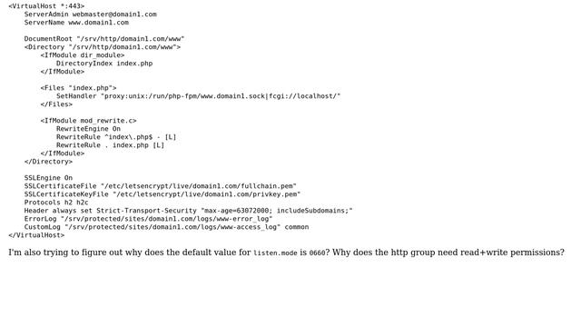 tell apache virtual hosts to connect to php-fpm sockets using different user/group each смотреть онлайн