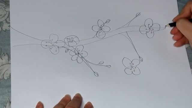 Сакура| Как нарисовать ветку сакуры|Sakura |Sakura Branch