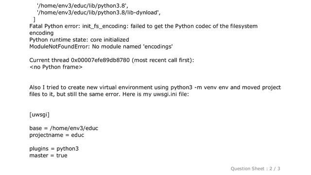 Django : Fatal Python error: init_fs_encoding: failed to get the Python codec of the filesystem enc смотреть онлайн