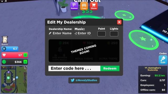 ALL NEW *VULKAN* UPDATE CODES! Car Tycoon Roblox смотреть онлайн
