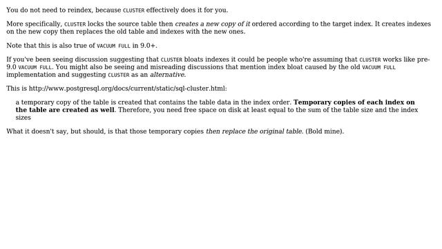 Databases: Is a REINDEX required after CLUSTER? (3 Solutions!!) смотреть онлайн