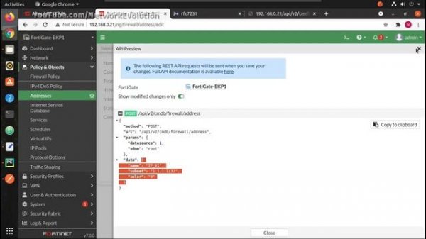 Fortigate API Automation Using Python: API Token based and session-based authentication Postman