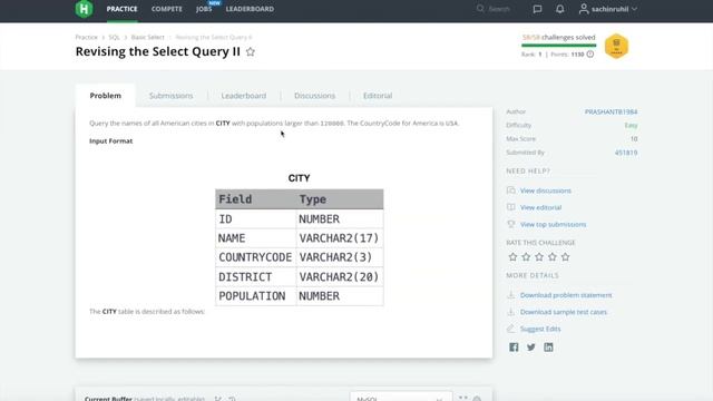 Sql interview question | Hackerrank Sql | revising the select query I | revising the select query I смотреть онлайн
