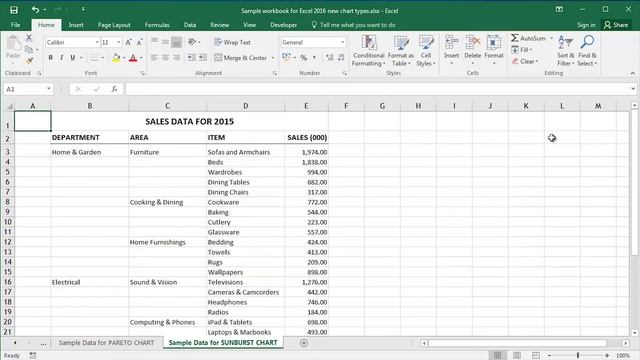Microsoft Excel 2016 - Creating Sunburst Charts смотреть онлайн