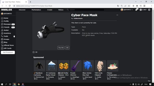 Como Ganhar o item [Cyber Face Mask] Roblox Limited UGC Grátis смотреть онлайн