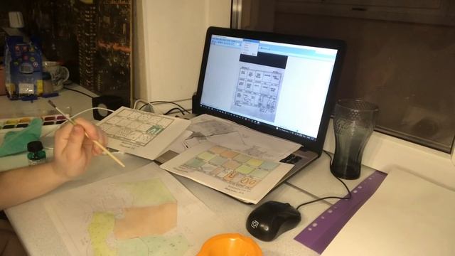 Как проходит дистанционка. Как я раскрашиваю свой чертеж акварелью. смотреть онлайн