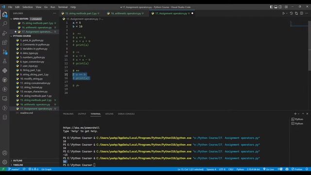 Assignment operators | Python смотреть онлайн