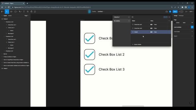 Create interactive check box using figma variables | figma Boolean variables and conditions fast pr смотреть онлайн