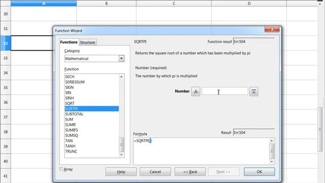 OpenOffice Calc functions: SQRT, SQRTPI смотреть онлайн