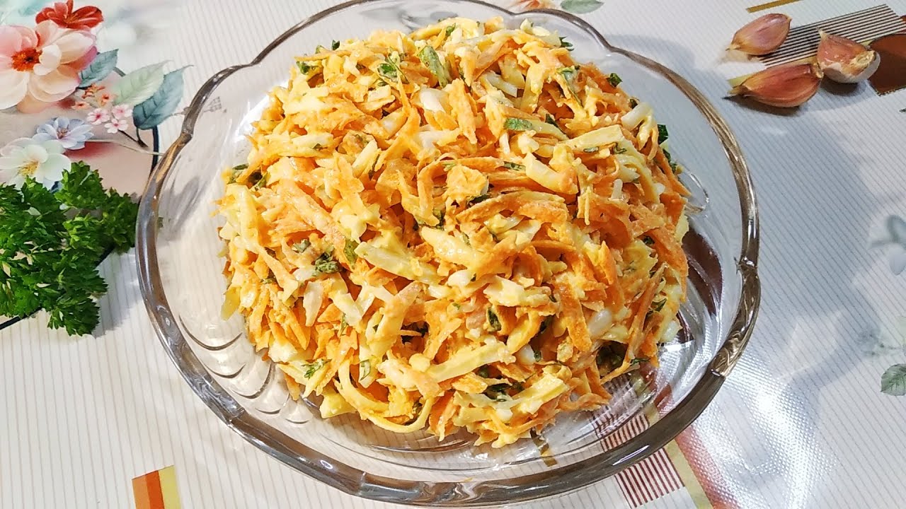 Салат из моркови?, сыра? и яиц? - полезный и быстрый в приготовлении. смотреть онлайн
