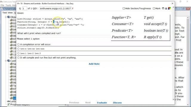 Understanding the Function and Consumer functional interfaces. (enthuware.ocpjp.v11.2.1817) смотреть онлайн