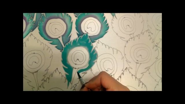 Шарф Перья Павлина. Холодный батик. смотреть онлайн