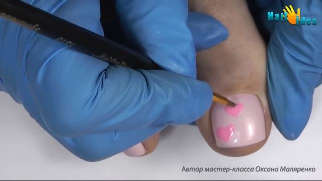 ❤ПЕДИКЮР дизайн с Сердечками❤Роспись ногтей гель-лаками❤ Простой дизайн ногтей на день Св. Валентин смотреть онлайн