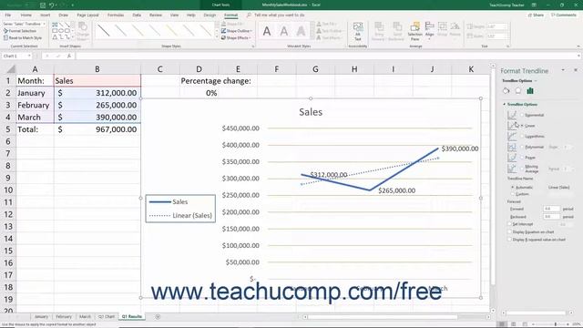 Excel 2019 & 365 Tutorial Formatting Trendlines Microsoft Training смотреть онлайн