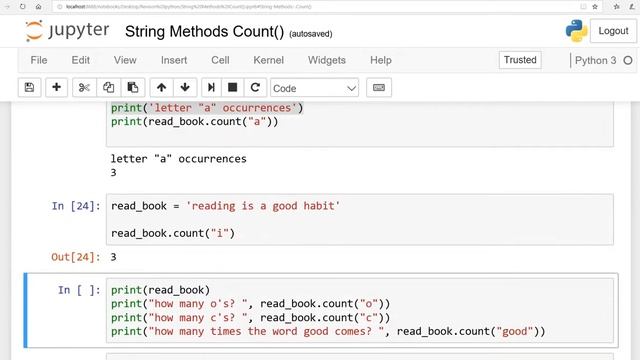 Fundamentals of Python:Lesson 11:string Methods: count():English смотреть онлайн