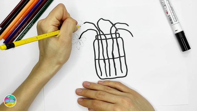 How to draw a flowers at vase? смотреть онлайн
