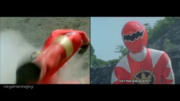 Power Rangers Dino Thunder Red Ranger vs White Ranger Split Screen (PR and Sentai version)
