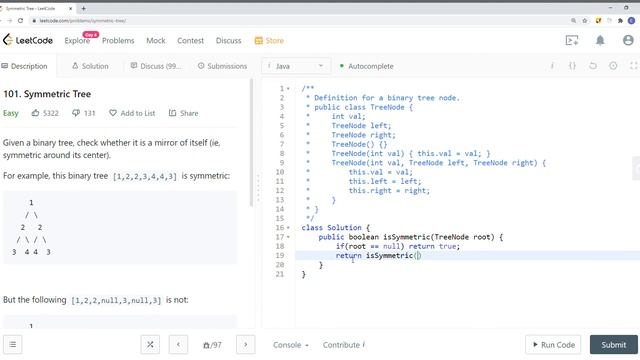 [Java] Leetcode 101. Symmetric Tree [Binary Tree #6] смотреть онлайн
