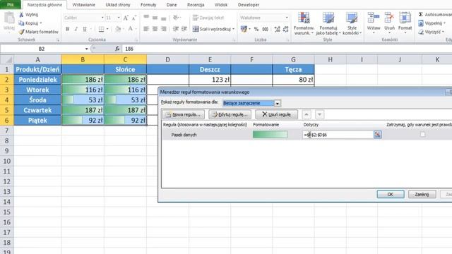 Excel - Formatowanie warunkowe - paski danych obok wartość - porada #128 смотреть онлайн