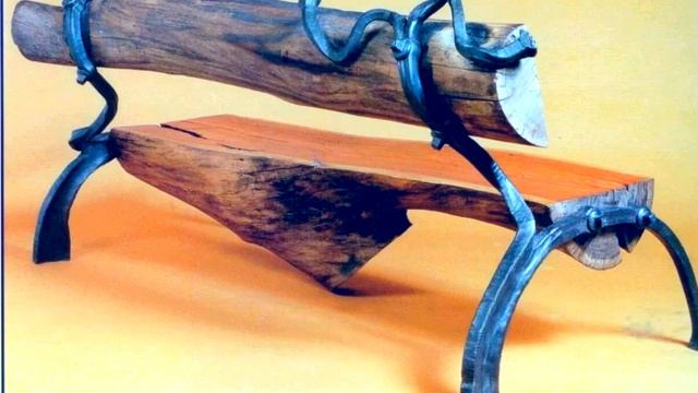 Кованая скамейка из бревна лавочка с ковкой из бревен смотреть онлайн