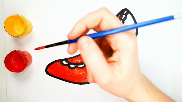 Рисунок и раскраска для детей. Как нарисовать Кроссовок Найк. Туфля. Резиновый ботинок. Учим цвета. смотреть онлайн