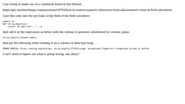GIS: Python codeblock to remove numeric characters from a column not working смотреть онлайн