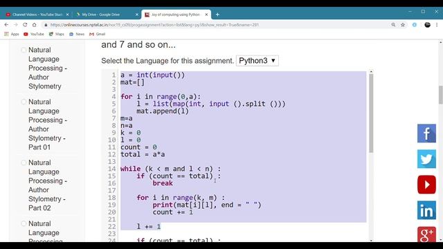 NPTEL | Joy of computing using Python | WEEK 9 | Programming Assignment 1: Counter Spiral смотреть онлайн