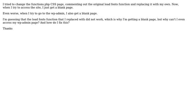 Wordpress: Changed functions.php file and now site is blank смотреть онлайн