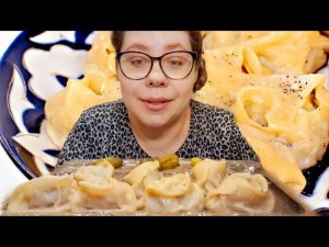 Мукбанг Манты, маринованные огурчики/Mukbang