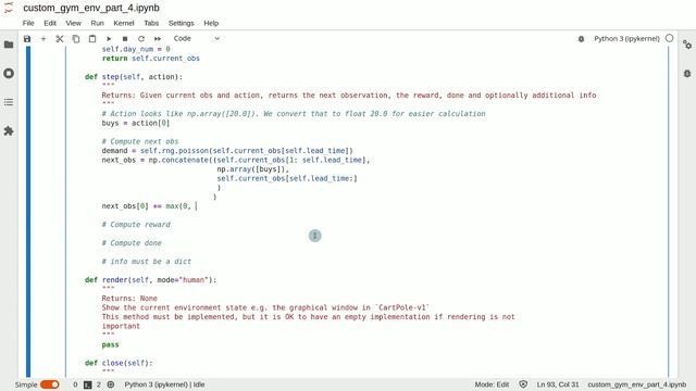 How to Implement Custom Gym Environments Part 4: Coding the step() Method смотреть онлайн