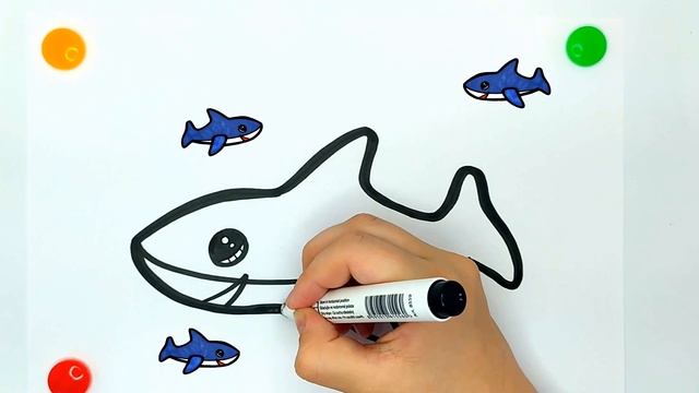 Как нарисовать Беби Шарк Акулёнок / Рисунки и раскраски малышам / Мультик раскраска для детей смотреть онлайн