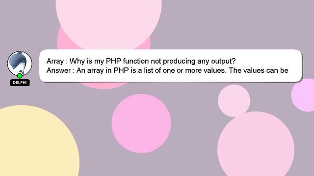 Array : Why is my PHP function not producing any output? смотреть онлайн