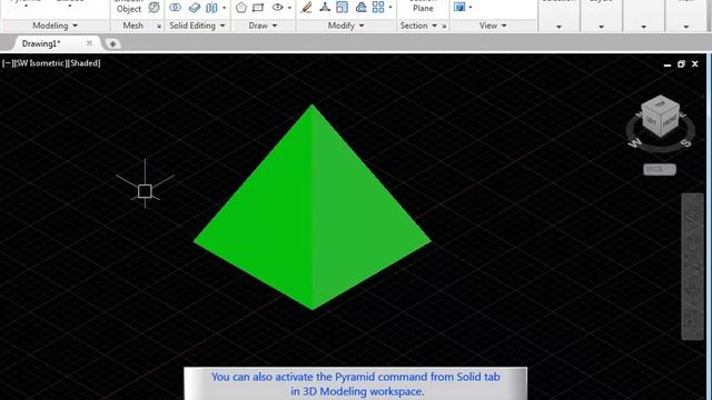 How to draw 3d pyramid using AutoCAD Pyramid command смотреть онлайн