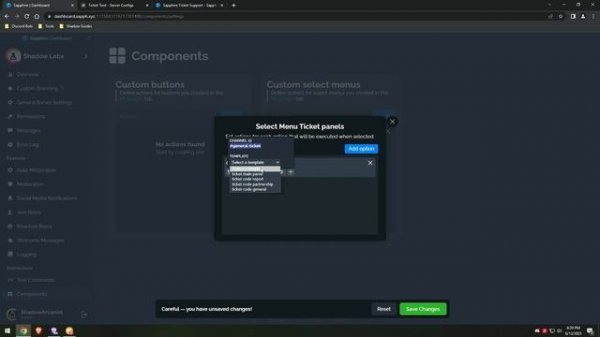 Discord Dropdown style Ticket Support System 2023 | Sapphire Bot x Ticket Tool