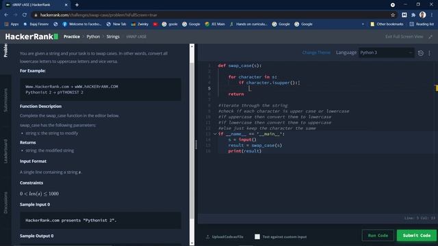 HackerRank Python Problem No8 || String || Swap the case смотреть онлайн