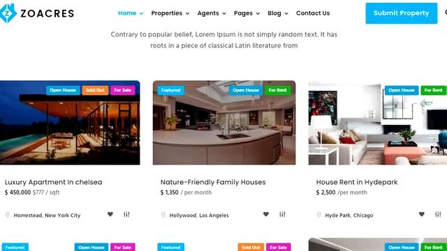 Zoacres - Real Estate WordPress Theme (Demos-1) смотреть онлайн
