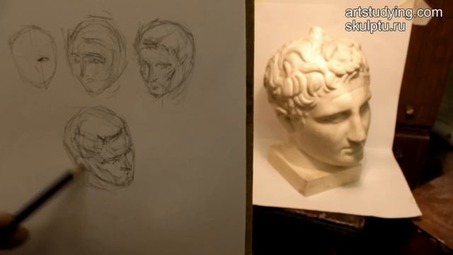Обучение рисунку. Портрет. 1 серия: простейшие наброски голов смотреть онлайн