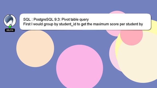 SQL : PostgreSQL 9.3: Pivot table query смотреть онлайн
