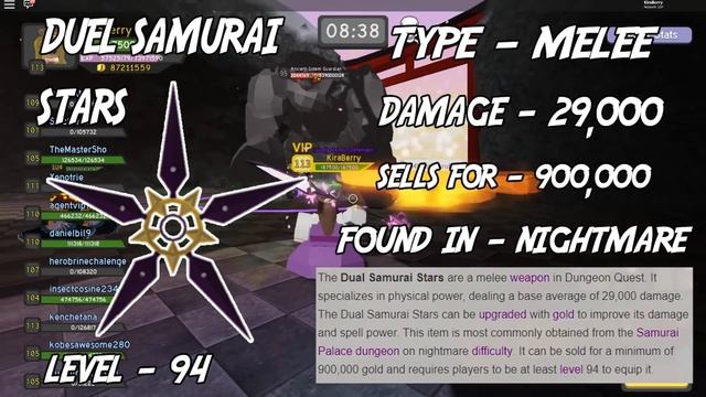 ALL NEW SAMURAI PALACE MELEE WEAPONS IN DUNGEON QUEST!!! (Roblox) смотреть онлайн