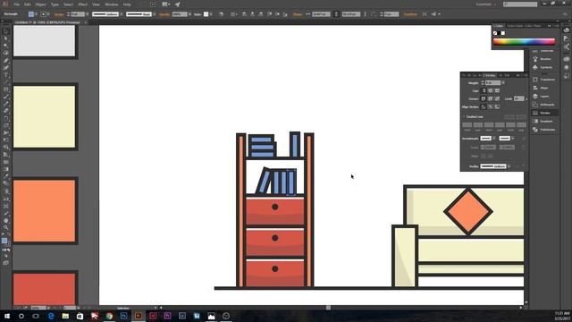Illustrator Tutorial - Living Room Flat Design (Illustrator Flat Design Tutorial) смотреть онлайн