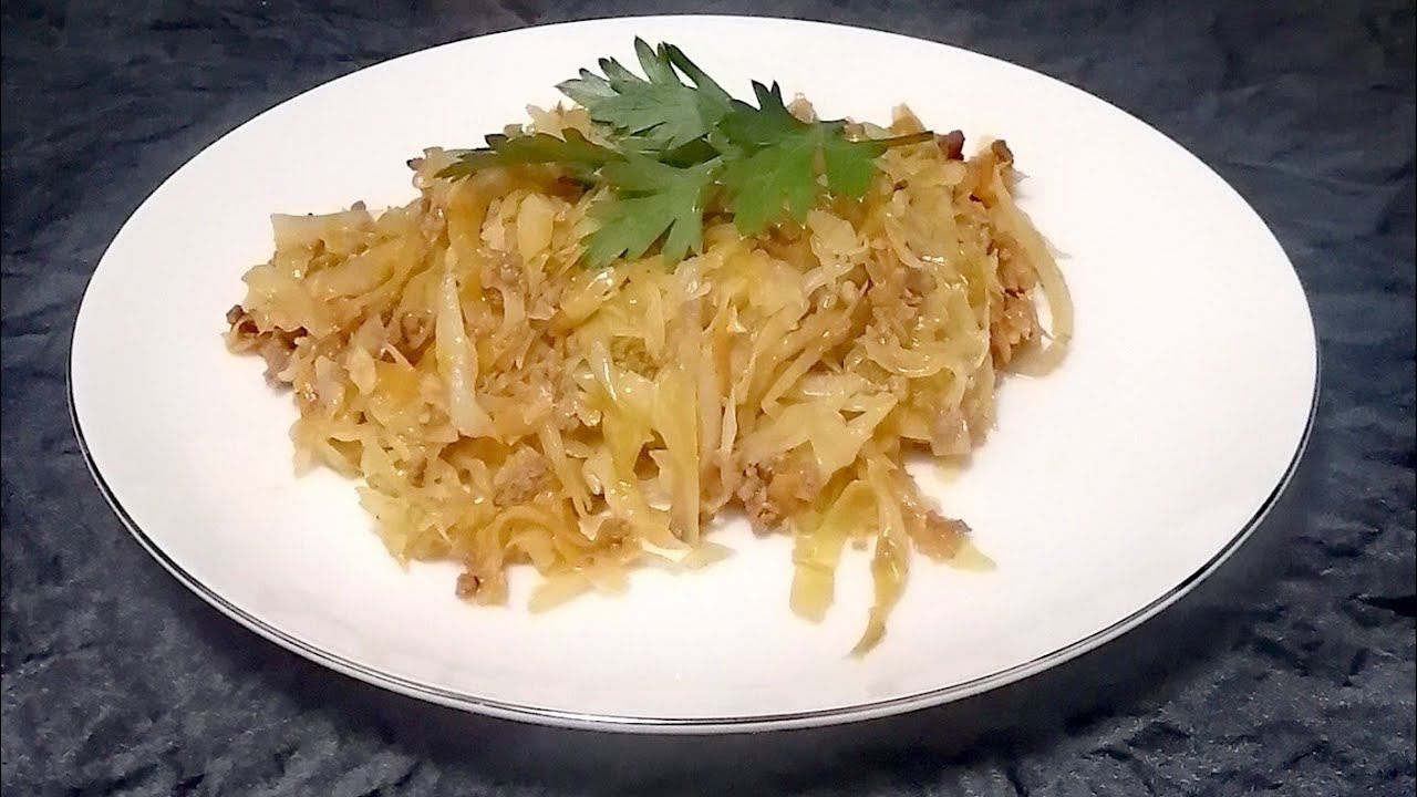 Тушёная капуста с фаршем, второе блюдо. смотреть онлайн