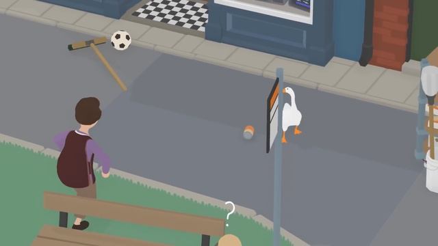 ГУСЬ ЗАПЕР ШКОЛЬНИКА В БУДКЕ Untitled Goose Game смотреть онлайн