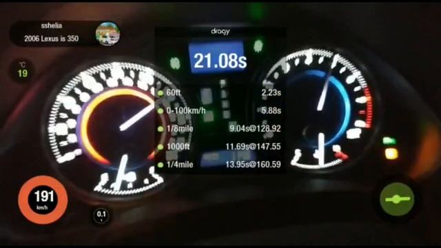 306HP Lexus IS350 0-100,1/4m,100-200 Dragy Test +19/+21 смотреть онлайн