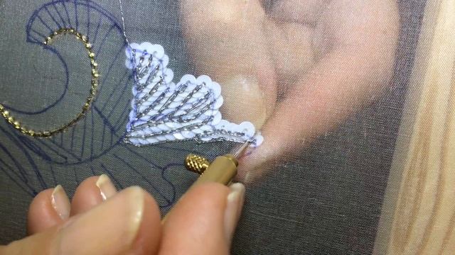 Мастер-класс. Люневильская вышивка. Фантазийный элемент./Luneville embroidery/刺繡 смотреть онлайн