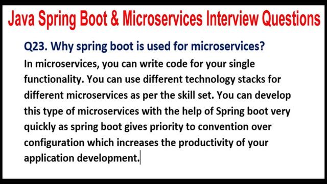 Java Spring Boot & Microservices | Q23. Why spring boot is used for microservices? смотреть онлайн